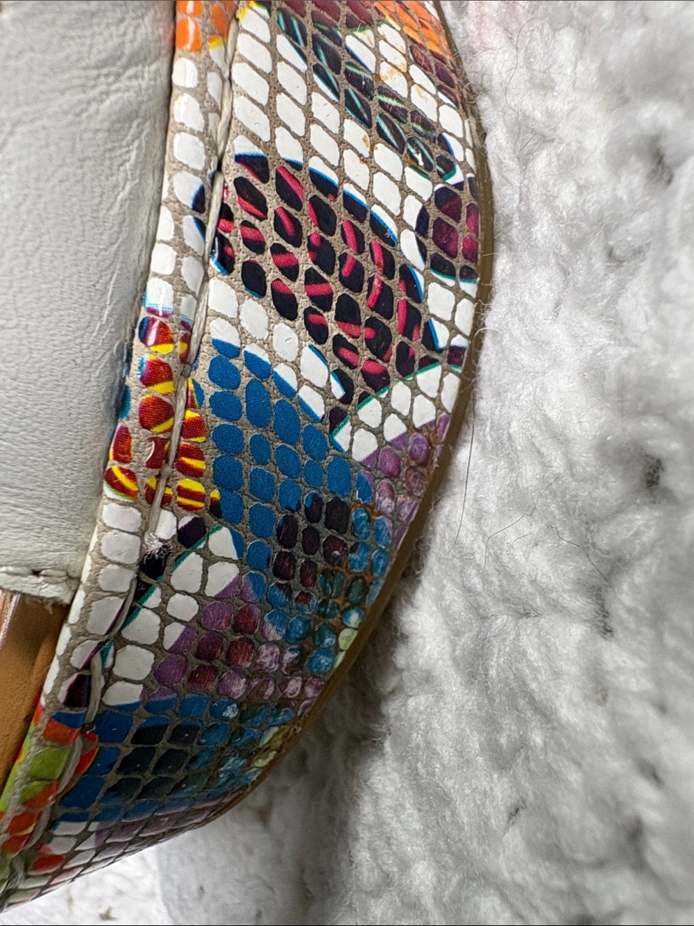 Born Curstyn White Leather Floral Mosaic Boho Wedge Heel Sandals Women’s Size 8M - Picture 10 of 14